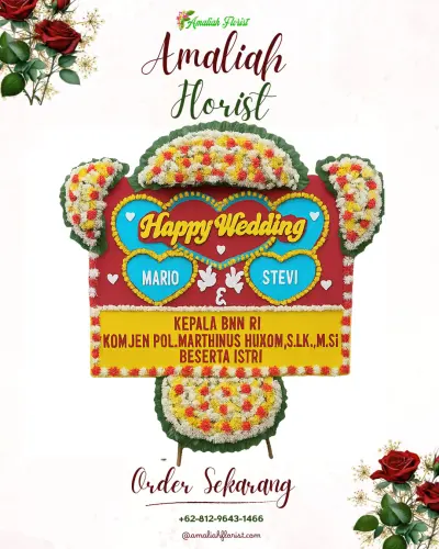 Karangan Papan Bunga Pernikahan di Sukahening